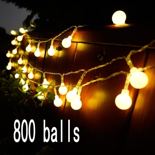 100M 800 Led Balls Fairy String Decorative Lights Battery Operated Wedding Party Christmas Outdoor Garland Decoration