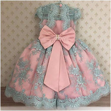 Load image into Gallery viewer, Cute Pink Blue Lace Flower Girl Dress Shiny Pearls Appliques Baby Girls First Birthday Gowns Communion Dresses Christmas Gown