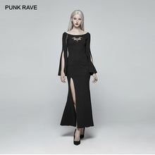 Load image into Gallery viewer, PUNK RAVE Women's Gothic Dress Bat Code Long Prom Personality Black Dress Christmas Halloween Party Club Sexy Dress Women