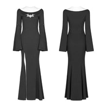 Load image into Gallery viewer, PUNK RAVE Women's Gothic Dress Bat Code Long Prom Personality Black Dress Christmas Halloween Party Club Sexy Dress Women