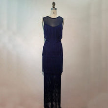 Load image into Gallery viewer, BANDAGE Winter Navy Blue Sleeveless Fringe Tassel Bandage Dress Women Rayon Bandage Vestidos Maxi Christmas Eve Party Dresses