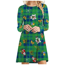 Load image into Gallery viewer, Christmas Style Women's dress Casual O-collar Snowman Gift Box Checker Printed Sundress Ladies Long Sleeve Shirt dresses Robe