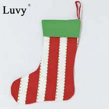 Load image into Gallery viewer, Luvy 50pcs Canvas Christmas Stocking Wholesale Xmas Gift Bags Personalized Santa Socks Christmas Party Decoration Kids Toy Bags