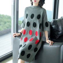 Load image into Gallery viewer, Women's Clothing Dresses Christmas sexy pullover fem me work sweater grey polka dot dress plus size loose 2019 autumn winter