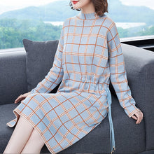 Load image into Gallery viewer, Women s Clothing grey plaid Dresses Christmas sexy pullover jurken work sweater dress plus size loose long 2019 autumn winter