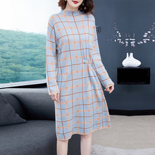 Load image into Gallery viewer, Women s Clothing grey plaid Dresses Christmas sexy pullover jurken work sweater dress plus size loose long 2019 autumn winter