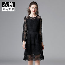 Load image into Gallery viewer, Women s Clothing Dresses Christmas sexy pullover jurken work knitted black lace floral casual dress plus size 2019 autumn winter