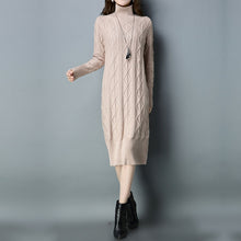 Load image into Gallery viewer, Women s Clothing Dresses Christmas sexy pullover jurken work beige knitted floral dress plus size long 2019 autumn winter