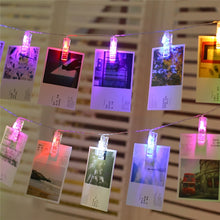 Load image into Gallery viewer, 100sets Garland Card Photo Clip String Lights 1.5M 10LEDS Led Fairy Light Bedroom DIY Clothespin Shapes Battery Christmas Lamp