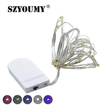 Load image into Gallery viewer, SZYOUMY 5M 3M 2M 1M LED Copper Silver Wire String Lights Fairy Garland New Year Christmas Home Wedding CR2032 Battery Operated