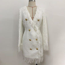 Load image into Gallery viewer, White Christmas Women Suit Long Sleeve Wool Elegant Dress Outfit Vestido Fashion Girl Wedding Bridesmaid Party Dresses Wholesale