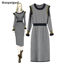 Load image into Gallery viewer, Christmas Party Dress New Year 2019 for Women O-neck Long Sleeve Casual Pencil Dress Women Plaid Bodycon Dresses Ladies Vestidos