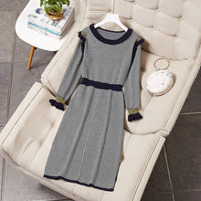 Load image into Gallery viewer, Christmas Party Dress New Year 2019 for Women O-neck Long Sleeve Casual Pencil Dress Women Plaid Bodycon Dresses Ladies Vestidos