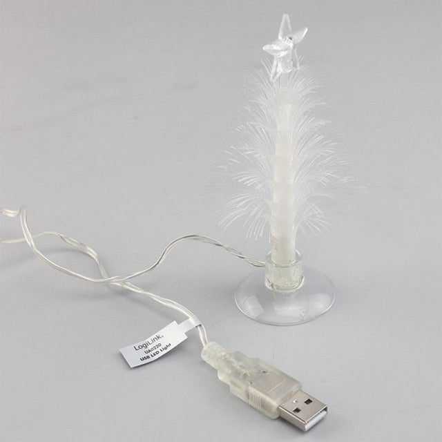Christmas Tree LED Night Lights Home Decoration Color Changing Fiber Optic Night Lights
