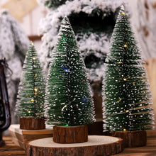 Load image into Gallery viewer, Lights Small DIY Christmas Tree Fake Pine Tree Mini Sisal Bottle Brush Christmas Tree Santa Snow Christmas Decoration Tree