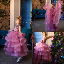 Load image into Gallery viewer, Gorgeous Tiered Tulle Flower Girl Dress with Lace Appliques For Wedding Christmas School Event Custom Made Kids Pageant Gowns