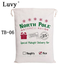 Load image into Gallery viewer, Luvy Christmas Gift Bag 50pcs/lot Santa Sacks Drawstring Canvas Bag Large Santa Claus Party Decoration Christmas Stocking Bags
