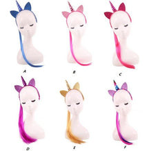 Load image into Gallery viewer, Decorative Unicorn Horn Headband With Long Wig braids Fancy Dress Christmas Party Girl Lady Cosplay Glitter Ear Hairband gift