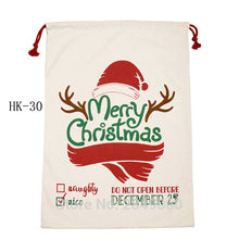 Load image into Gallery viewer, Christmas Stocking Bags 30pcs/lot Christmas Gift Bag Bulk Santa Sacks New Canvas Drawstring Bags Kid Toys Home Decorations
