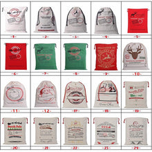 Load image into Gallery viewer, 150pcs/lot 38 Styles Canvas Santa Sack Christmas Gift Bags Large Santa Bag Drawstring Candy Cane Bag Kids Gift