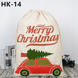 150pcs/lot 38 Styles Canvas Santa Sack Christmas Gift Bags Large Santa Bag Drawstring Candy Cane Bag Kids Gift