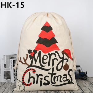 150pcs/lot 38 Styles Canvas Santa Sack Christmas Gift Bags Large Santa Bag Drawstring Candy Cane Bag Kids Gift