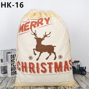 150pcs/lot 38 Styles Canvas Santa Sack Christmas Gift Bags Large Santa Bag Drawstring Candy Cane Bag Kids Gift