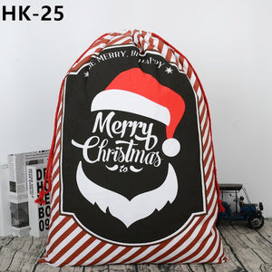 150pcs/lot 38 Styles Canvas Santa Sack Christmas Gift Bags Large Santa Bag Drawstring Candy Cane Bag Kids Gift