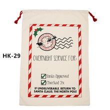 Load image into Gallery viewer, 150pcs/lot 38 Styles Canvas Santa Sack Christmas Gift Bags Large Santa Bag Drawstring Candy Cane Bag Kids Gift