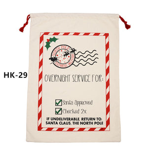 150pcs/lot 38 Styles Canvas Santa Sack Christmas Gift Bags Large Santa Bag Drawstring Candy Cane Bag Kids Gift