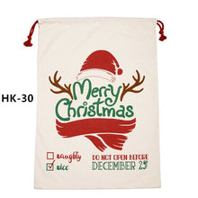 Load image into Gallery viewer, 150pcs/lot 38 Styles Canvas Santa Sack Christmas Gift Bags Large Santa Bag Drawstring Candy Cane Bag Kids Gift