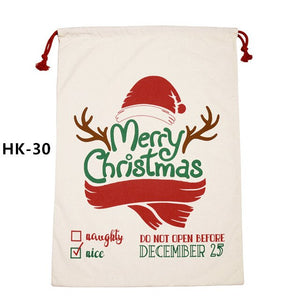 150pcs/lot 38 Styles Canvas Santa Sack Christmas Gift Bags Large Santa Bag Drawstring Candy Cane Bag Kids Gift