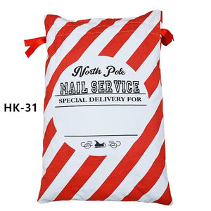 150pcs/lot 38 Styles Canvas Santa Sack Christmas Gift Bags Large Santa Bag Drawstring Candy Cane Bag Kids Gift