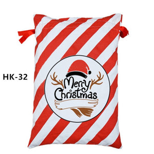 150pcs/lot 38 Styles Canvas Santa Sack Christmas Gift Bags Large Santa Bag Drawstring Candy Cane Bag Kids Gift