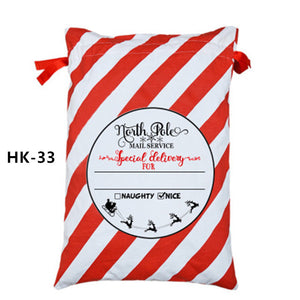 150pcs/lot 38 Styles Canvas Santa Sack Christmas Gift Bags Large Santa Bag Drawstring Candy Cane Bag Kids Gift