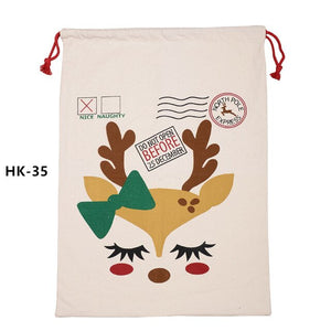 150pcs/lot 38 Styles Canvas Santa Sack Christmas Gift Bags Large Santa Bag Drawstring Candy Cane Bag Kids Gift