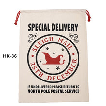 Load image into Gallery viewer, 150pcs/lot 38 Styles Canvas Santa Sack Christmas Gift Bags Large Santa Bag Drawstring Candy Cane Bag Kids Gift