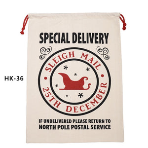 150pcs/lot 38 Styles Canvas Santa Sack Christmas Gift Bags Large Santa Bag Drawstring Candy Cane Bag Kids Gift