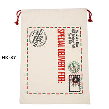 Load image into Gallery viewer, 150pcs/lot 38 Styles Canvas Santa Sack Christmas Gift Bags Large Santa Bag Drawstring Candy Cane Bag Kids Gift