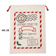 Load image into Gallery viewer, 150pcs/lot 38 Styles Canvas Santa Sack Christmas Gift Bags Large Santa Bag Drawstring Candy Cane Bag Kids Gift