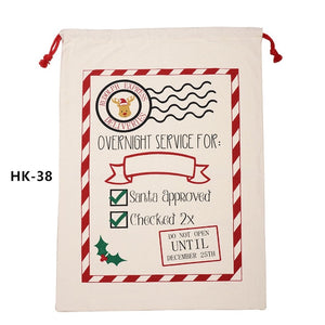 150pcs/lot 38 Styles Canvas Santa Sack Christmas Gift Bags Large Santa Bag Drawstring Candy Cane Bag Kids Gift