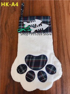 2018 Christmas Decoration Wholesale 30pcs/lot Xmas Stocking Pet Dog Plaid Paw Stocking Christmas Stocking Socks