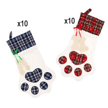Load image into Gallery viewer, OurWarm 20pcs Red Blue Plaid Pet Dogs Paw Christmas Stockings Kids Gift Bags Christmas Party Decoration New Year 2019 46x28cm