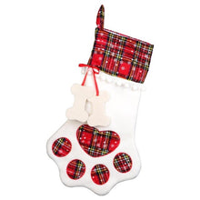 Load image into Gallery viewer, OurWarm 20pcs Red Blue Plaid Pet Dogs Paw Christmas Stockings Kids Gift Bags Christmas Party Decoration New Year 2019 46x28cm