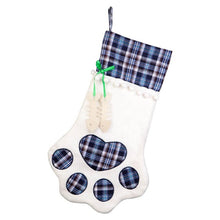 Load image into Gallery viewer, OurWarm 20pcs Red Blue Plaid Pet Dogs Paw Christmas Stockings Kids Gift Bags Christmas Party Decoration New Year 2019 46x28cm