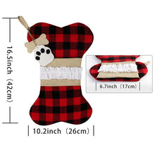 Load image into Gallery viewer, OurWarm 20pcs Red Blue Plaid Pet Dogs Paw Christmas Stockings Kids Gift Bags Christmas Party Decoration New Year 2019 46x28cm