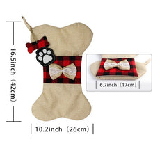 Load image into Gallery viewer, OurWarm 20pcs Red Blue Plaid Pet Dogs Paw Christmas Stockings Kids Gift Bags Christmas Party Decoration New Year 2019 46x28cm