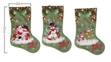 Load image into Gallery viewer, Christmas Party Large Stockings Deer Snowman Santa Claus Print Gift Bags Holders Xmas Long Socks present favor apple wrap