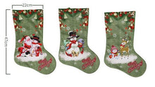 Load image into Gallery viewer, Christmas Party Large Stockings Deer Snowman Santa Claus Print Gift Bags Holders Xmas Long Socks present favor apple wrap