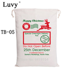 Load image into Gallery viewer, Luvy Customized Santa Sacks 100pcs Drawstring Canvas Bag Christmas Candy Bag Party Decoration Large Santa Claus Kids Toy Gift